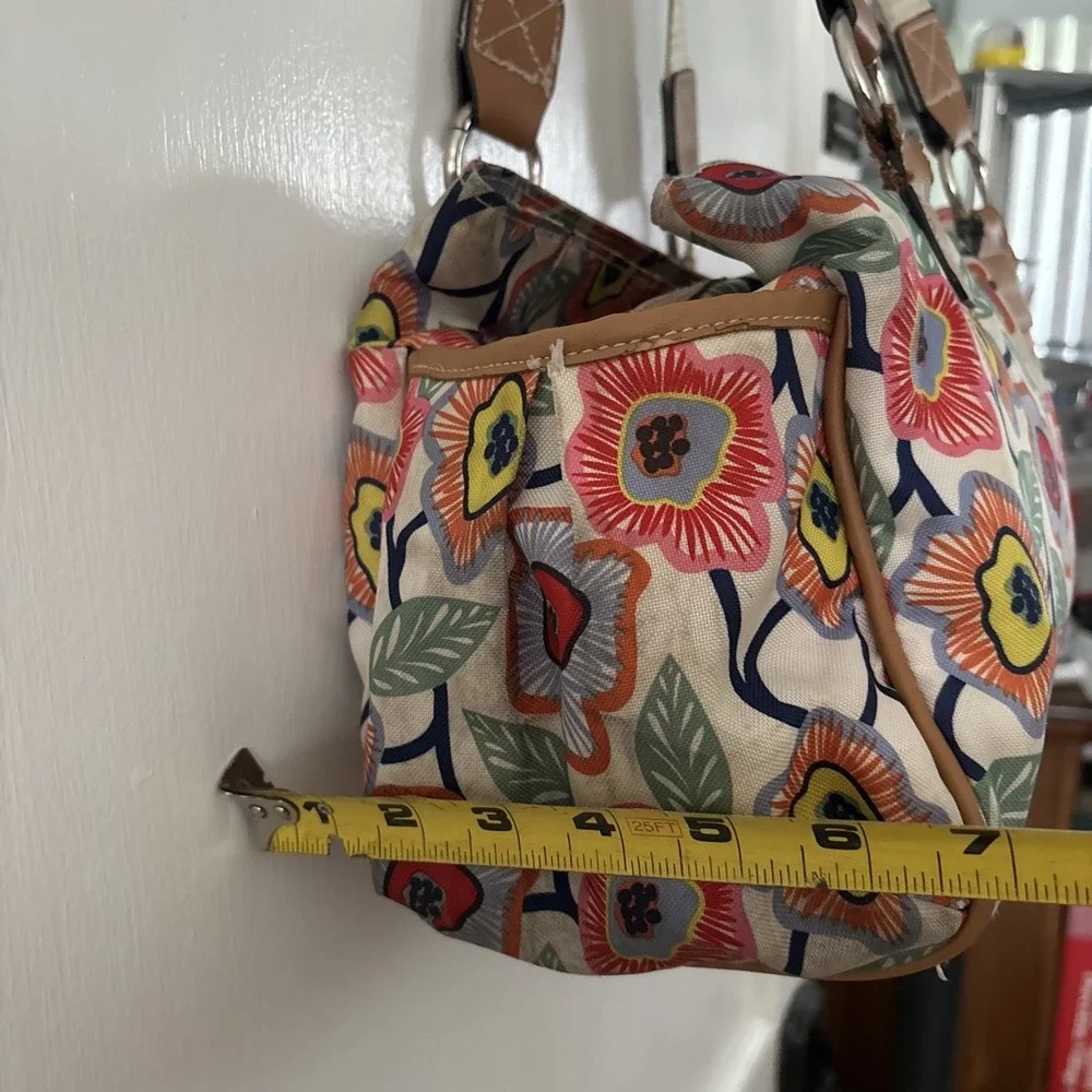 Lily Bloom Canvas Top Handle Bag Purse Floral Colorful Spring